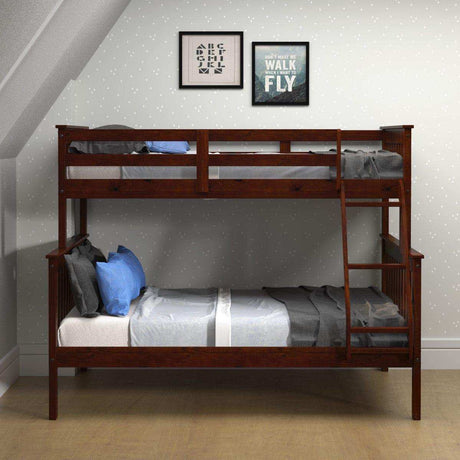 Donco  Twin/Full Mission Bunkbed Cappuccino 122-3-TFCP - Bedroom Depot USA