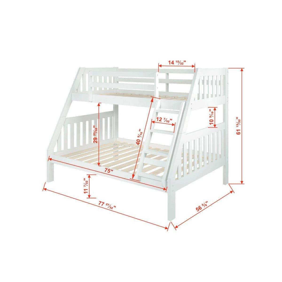 Donco Twin/Full Mission Bunk Bed White 1018-3TFW - Bedroom Depot USA
