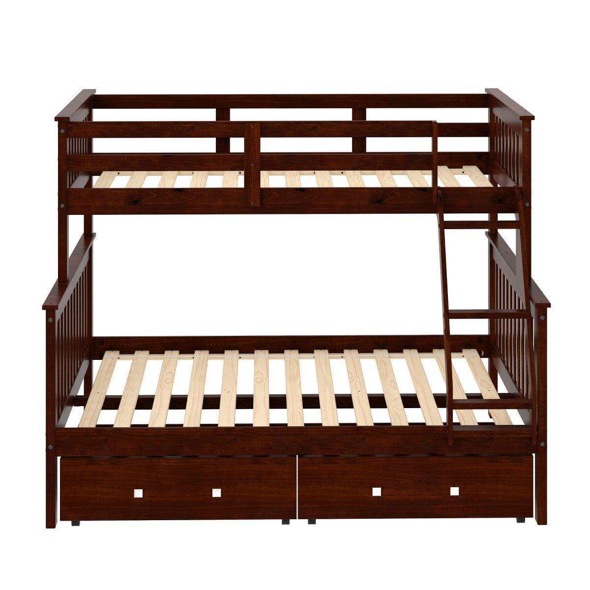 Donco Twin/Full Mission Bunk Bed W/Dual Under Bed Drawers In Dark Cappuccino Finish 122-3-TFCP_505-CP - Bedroom Depot USA