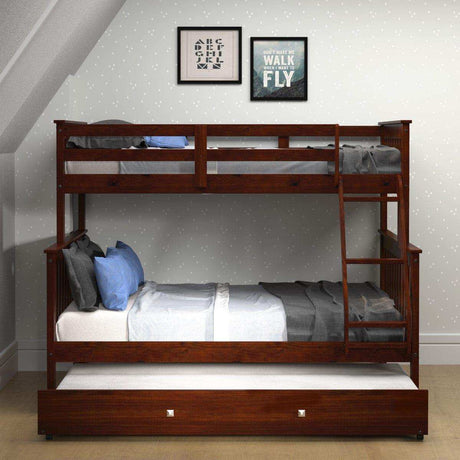Donco Twin/Full Mission Bunk Bed W/Twin Trundle Bed 122-3-TFCP_503-CP - Bedroom Depot USA