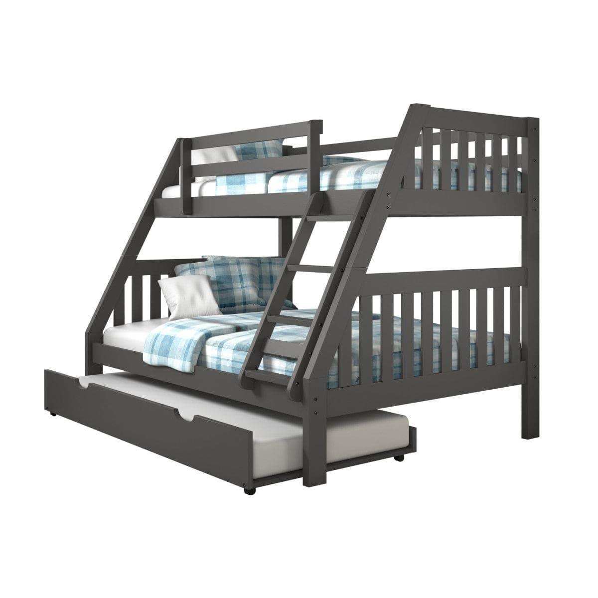 Donco Twin/Full Mission Bunk Bed W/Twin Trundle Bed In Dark Grey Finish 1018-3TFDG_503-DG - Bedroom Depot USA