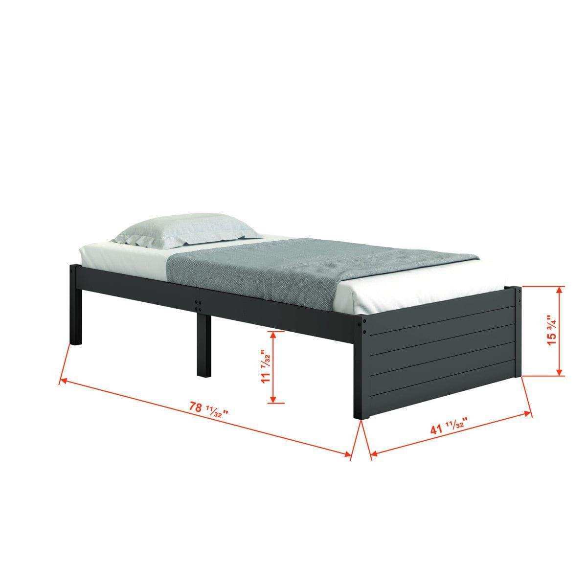 Donco Twin Platform Bed With Dual Under Bed Drawers In Dark Grey Finish 400-TDG_505-DG - Bedroom Depot USA