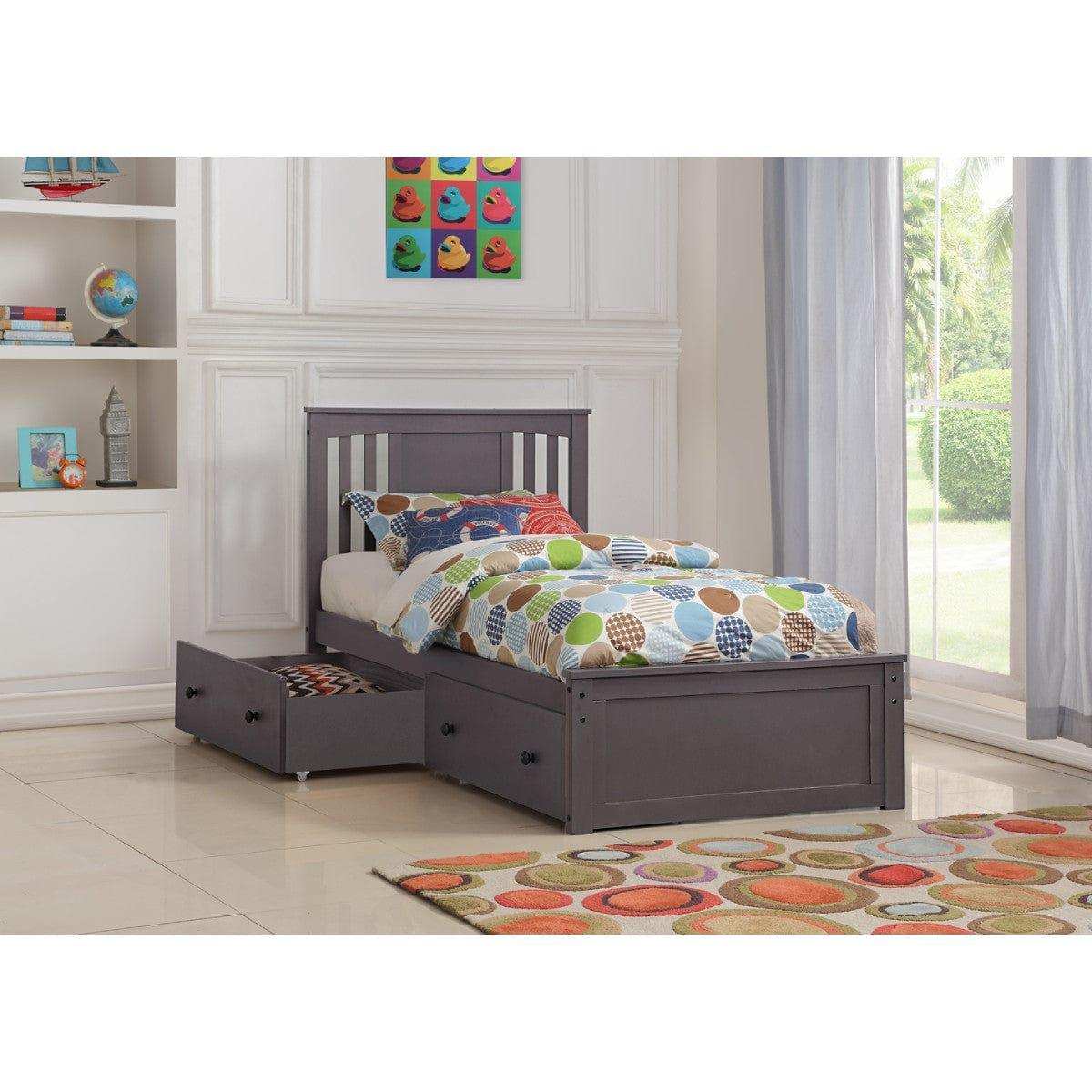 Donco Twin Princeton Bed With Dual Underbed Drawers Slate Grey Finish 3217-TSG_505-SG - Bedroom Depot USA