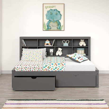 Donco Twin Bookcase Day Bed W/ Dual Under Bed Drawers - Bedroom Depot USA