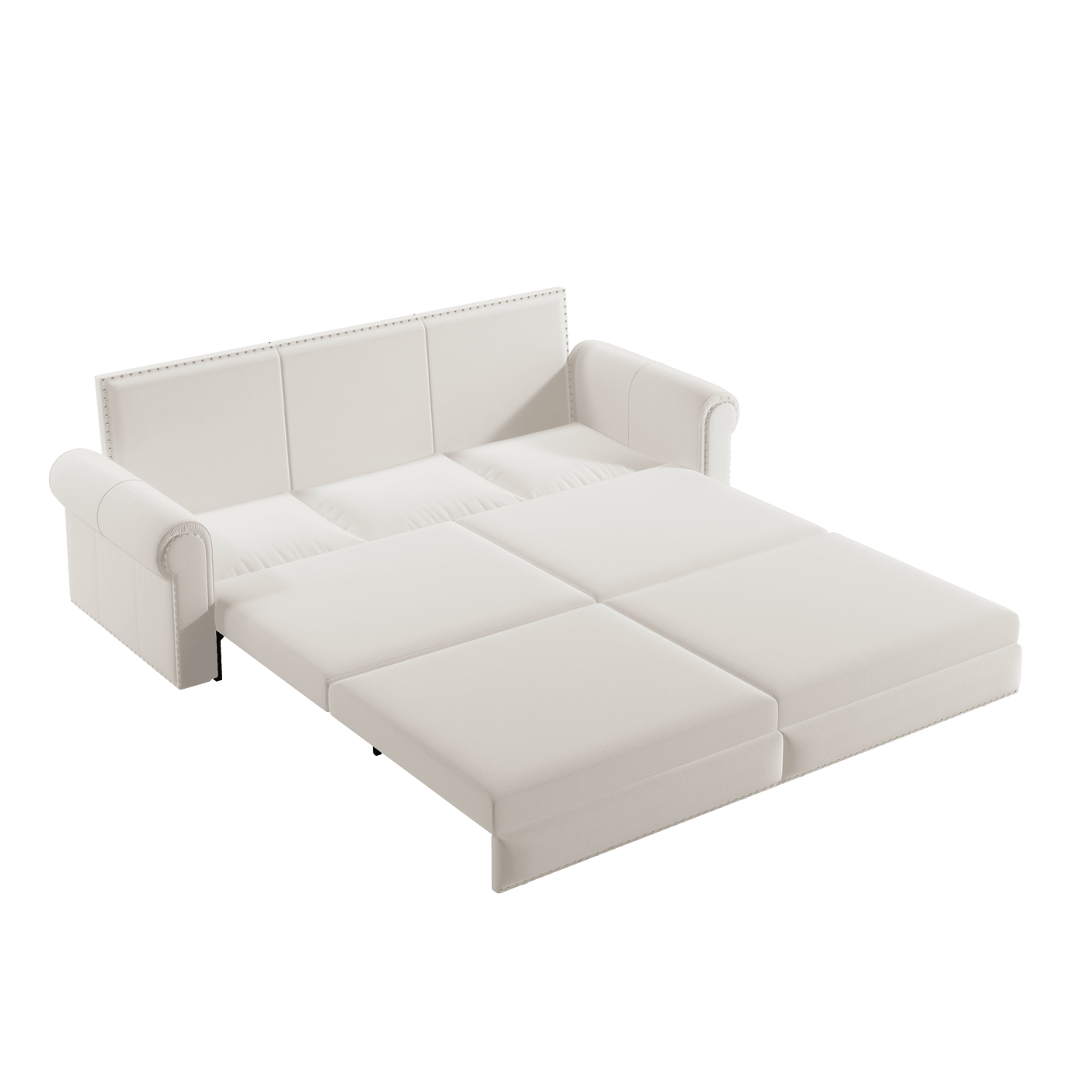 King Sleeper Sofa Bed 94", 3-in-1 Convertible in Velvet with Nailhead Trim