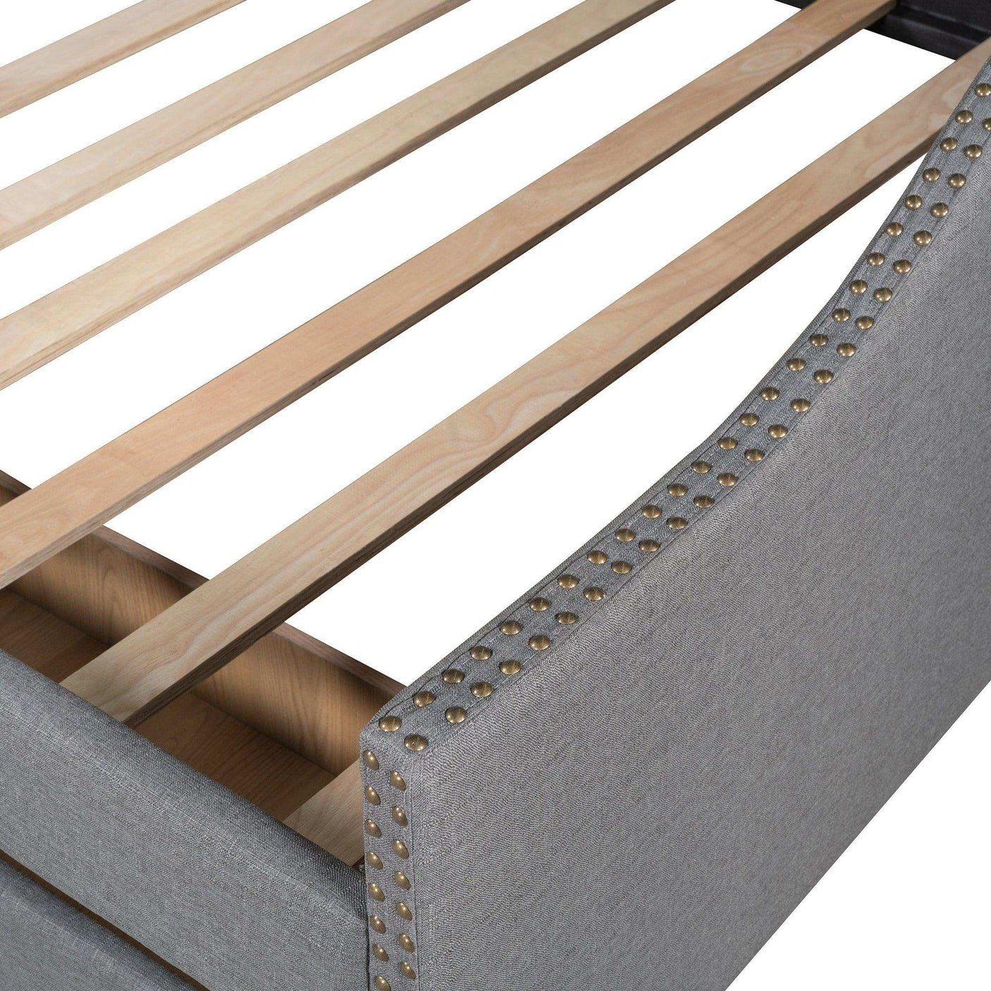 Full Daybed, Upholstered with Two Drawers, Gray