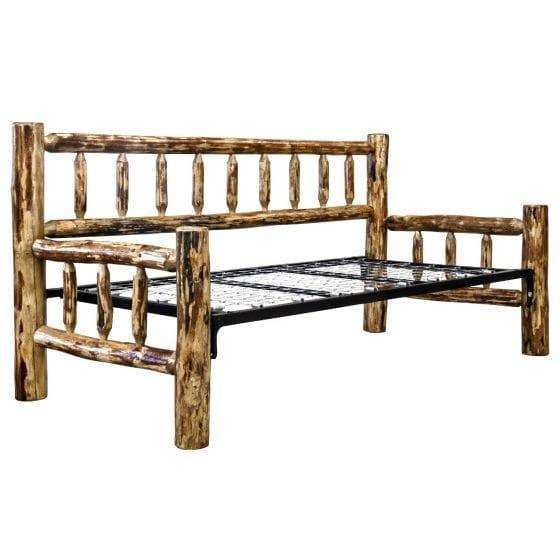 Rustic log daybed frame, natural wood design, Glacier Country Collection, Bedroom Depot USA