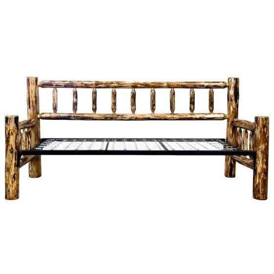 Rustic log daybed frame with natural wood finish, Glacier Country Collection