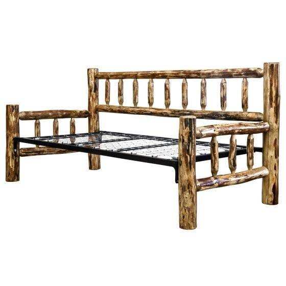 Rustic log wood daybed frame with spindle design, Glacier Country Collection