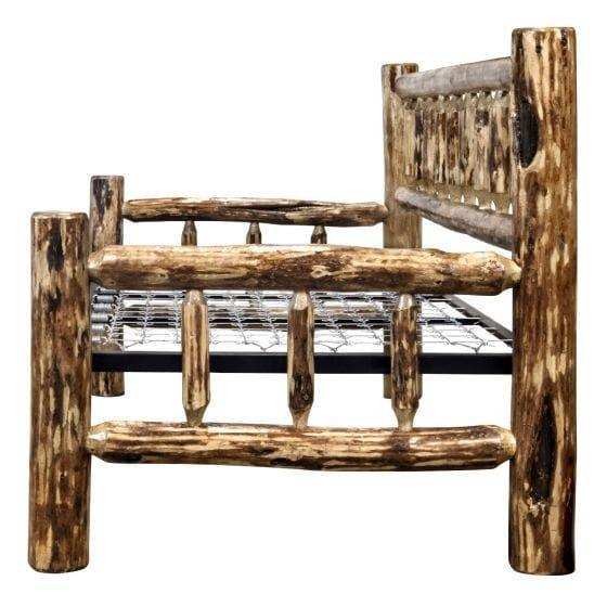 Rustic log daybed frame with natural wood finish, Glacier Country Collection style