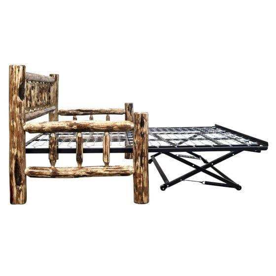 Rustic log daybed with pop-up trundle bed frame, Glacier Country collection