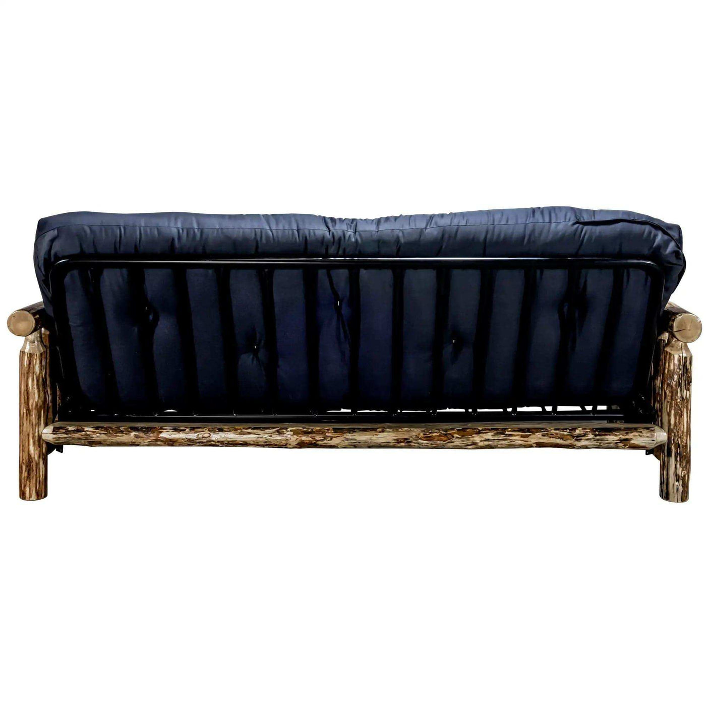 Rustic log futon frame with black mattress, Glacier Country Collection, Bedroom Depot USA