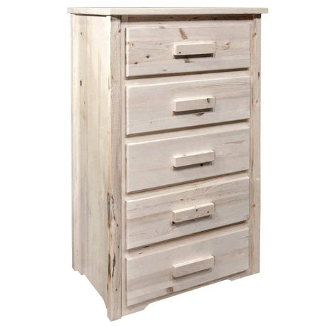 Homestead Collection 5 Drawer Chest of Drawers, Clear Lacquer Finish MWHC5DV - Bedroom Depot USA