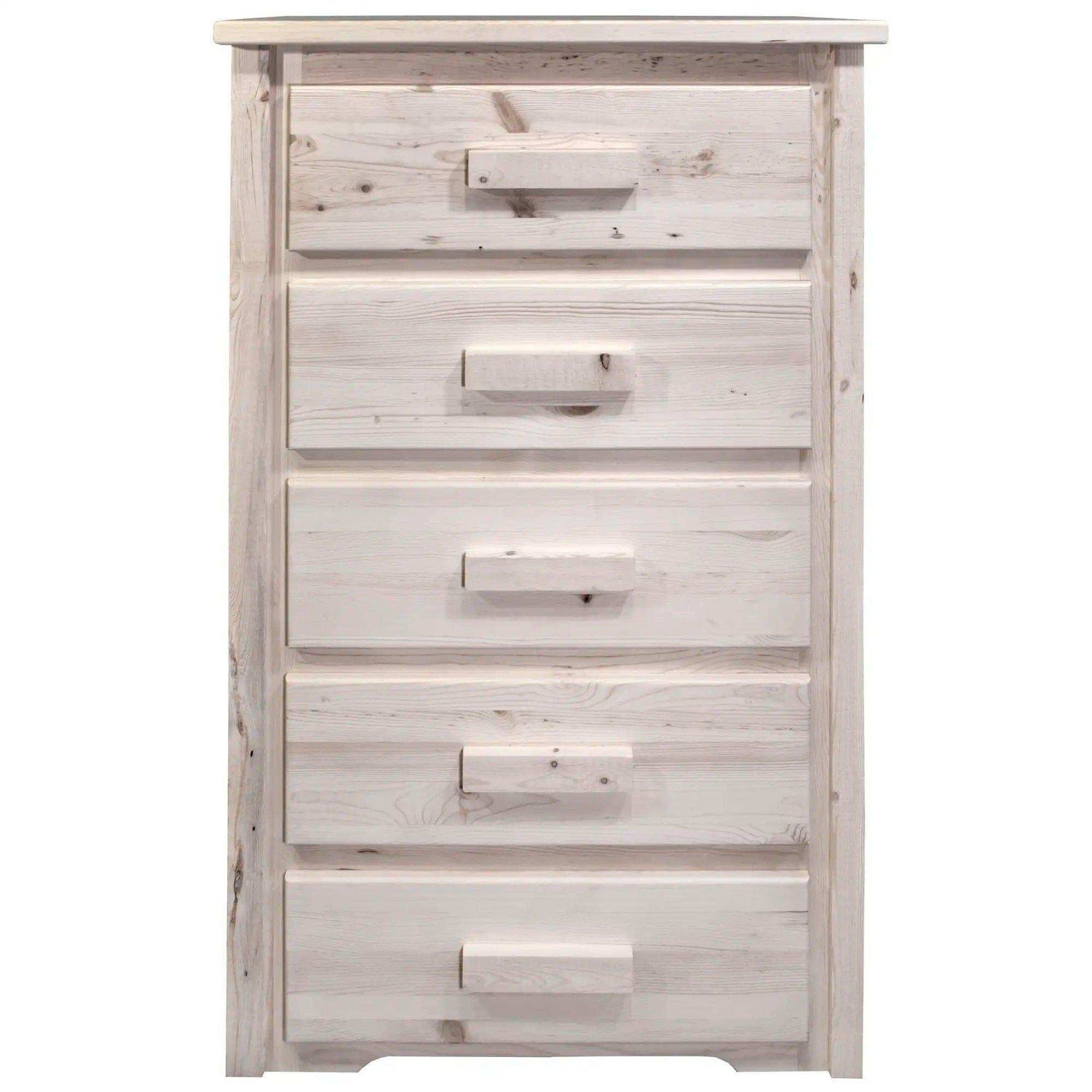 Homestead Collection 5 Drawer Chest of Drawers, Clear Lacquer Finish MWHC5DV - Bedroom Depot USA