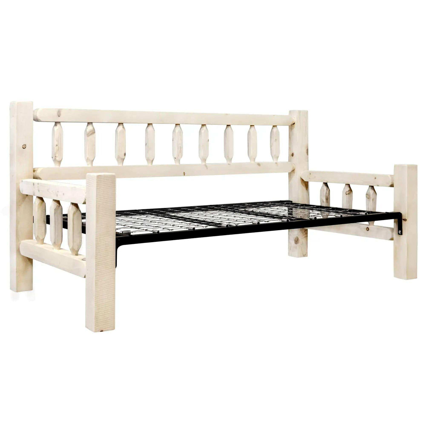 Homestead Collection daybed with clear lacquer wood finish and metal frame