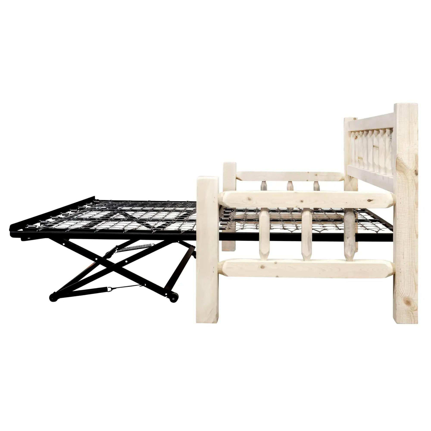 Homestead Collection daybed with pop-up trundle bed in clear lacquer finish