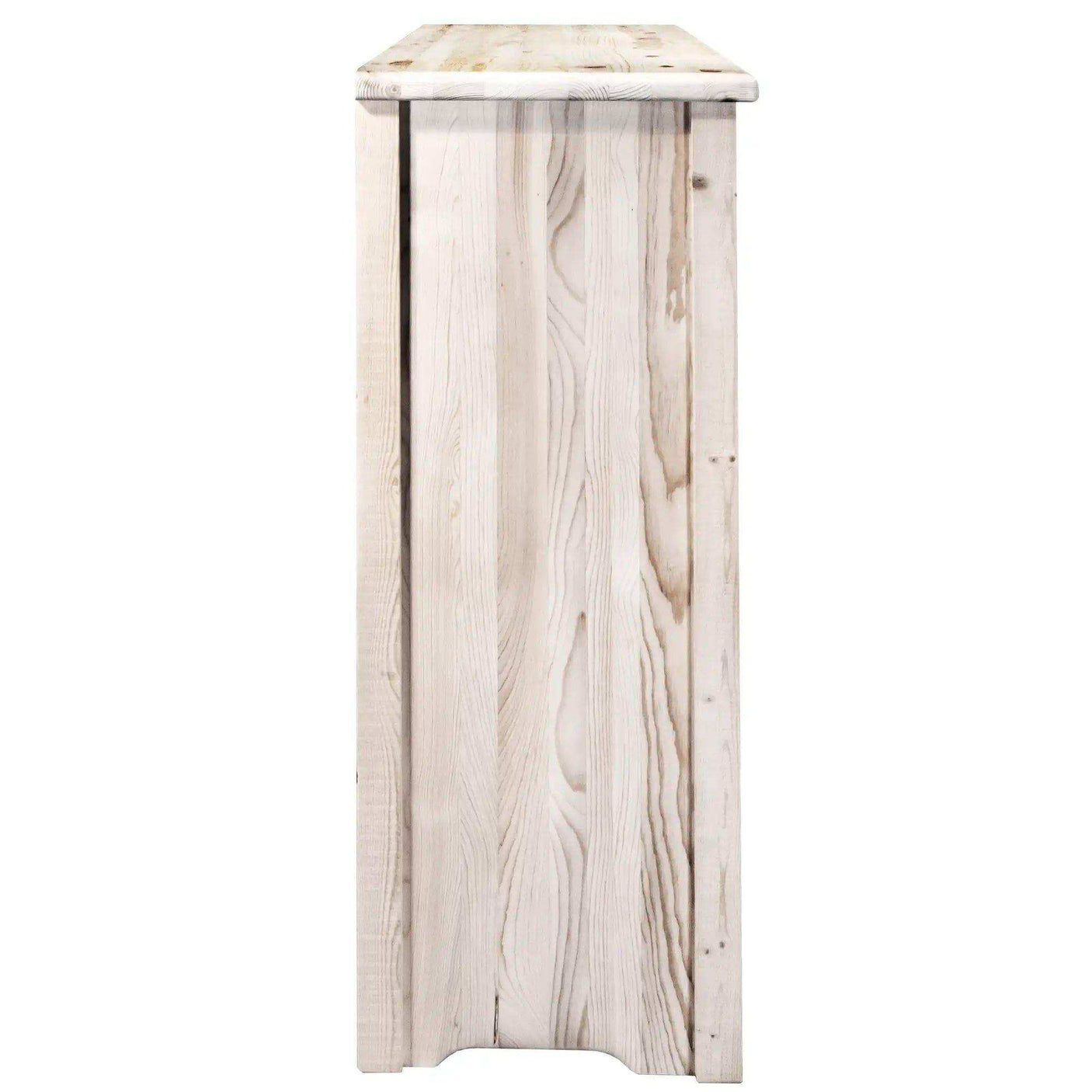 Side view of Homestead Collection media center with clear lacquer finish