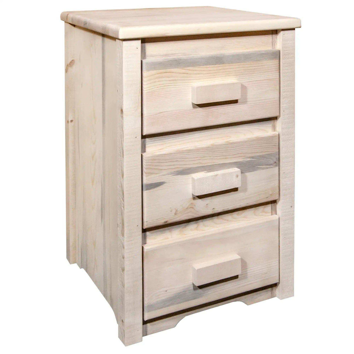 Homestead collection nightstand with 3 drawers and clear lacquer finish