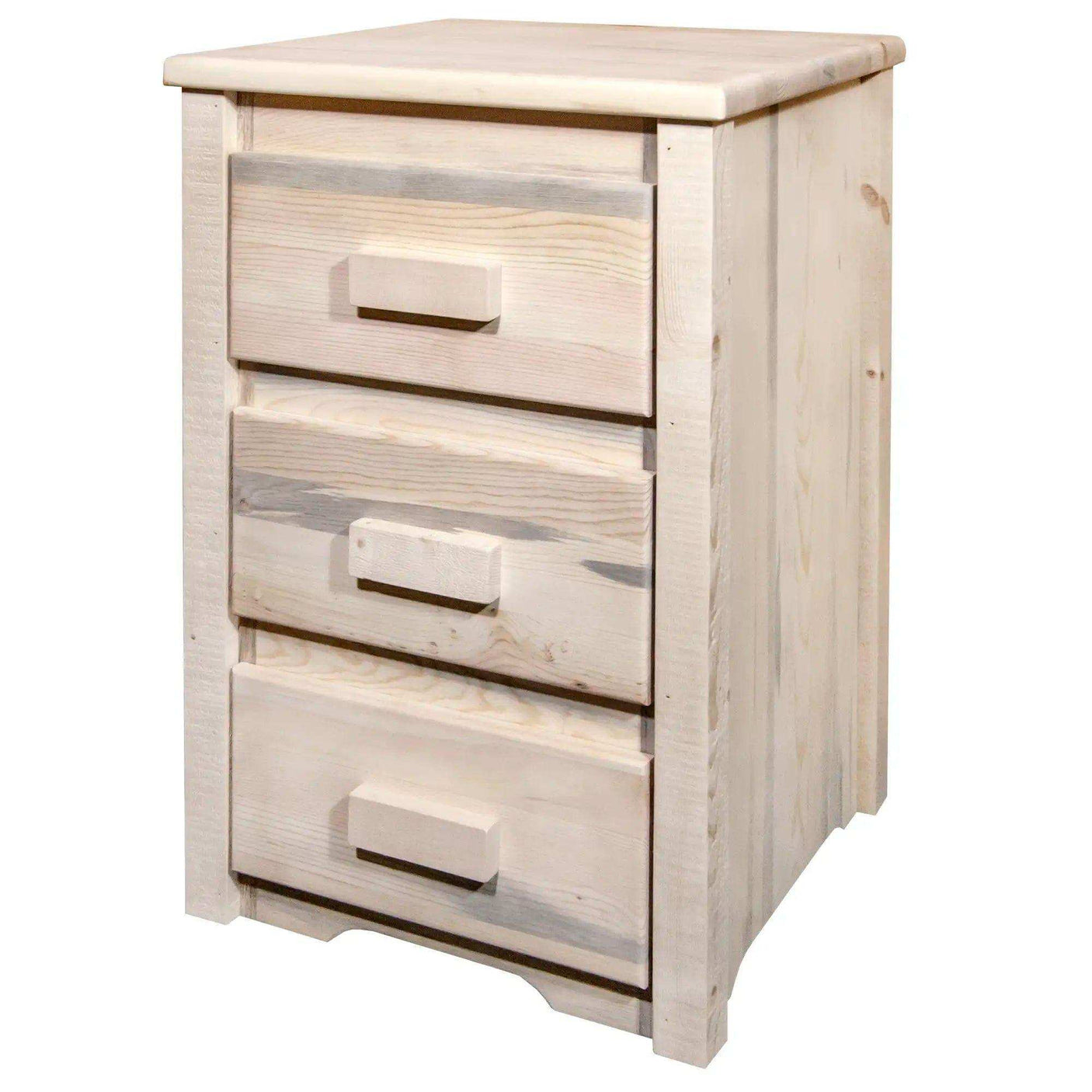 Homestead collection nightstand with 3 drawers in clear lacquer finish