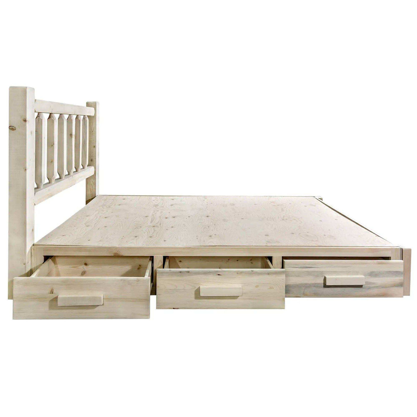 Homestead Collection Twin Platform Bed w/ Storage, Clear Lacquer Finish MWHCSBPTV - Bedroom Depot USA