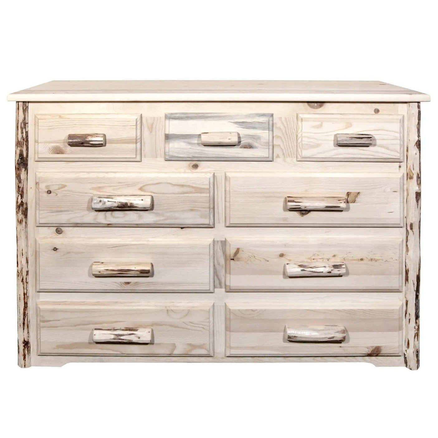 Montana Collection 9-drawer rustic wood dresser with clear lacquer finish