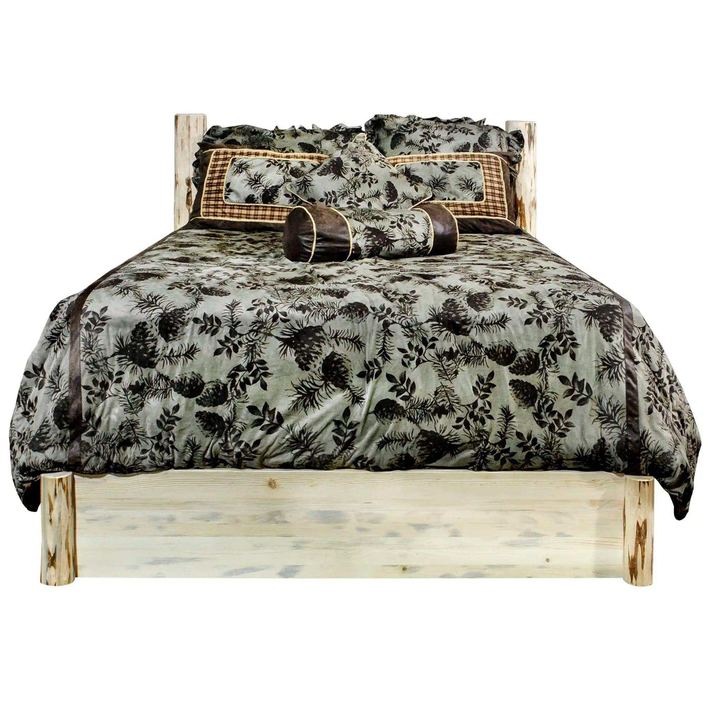 Montana Collection King Platform Bed w/ Storage, Clear Lacquer Finish MWSBPKV - Bedroom Depot USA