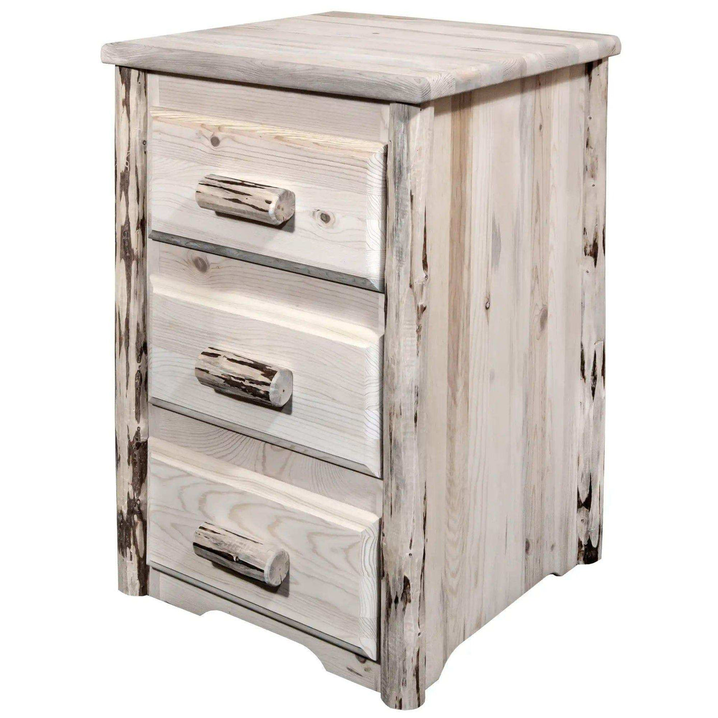 Montana Collection nightstand with 3 drawers in clear lacquer wood finish