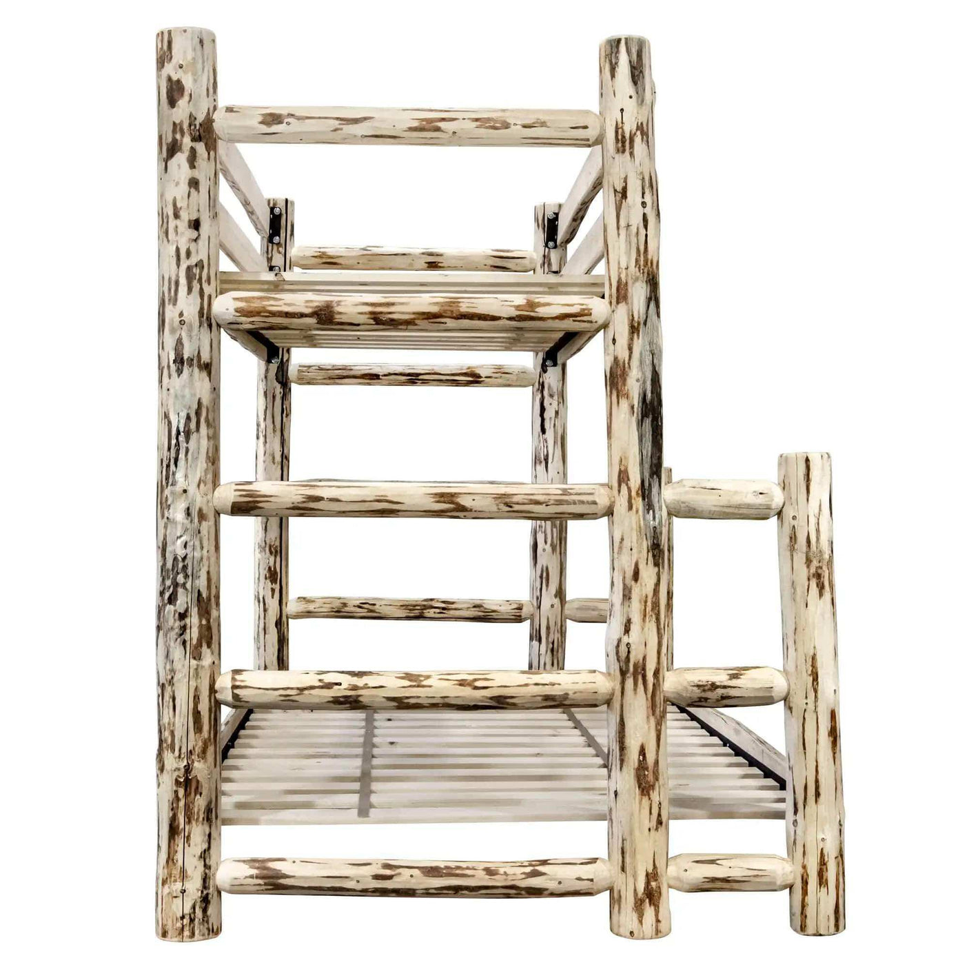 Montana Collection twin over full bunk bed rustic clear lacquer log wood frame