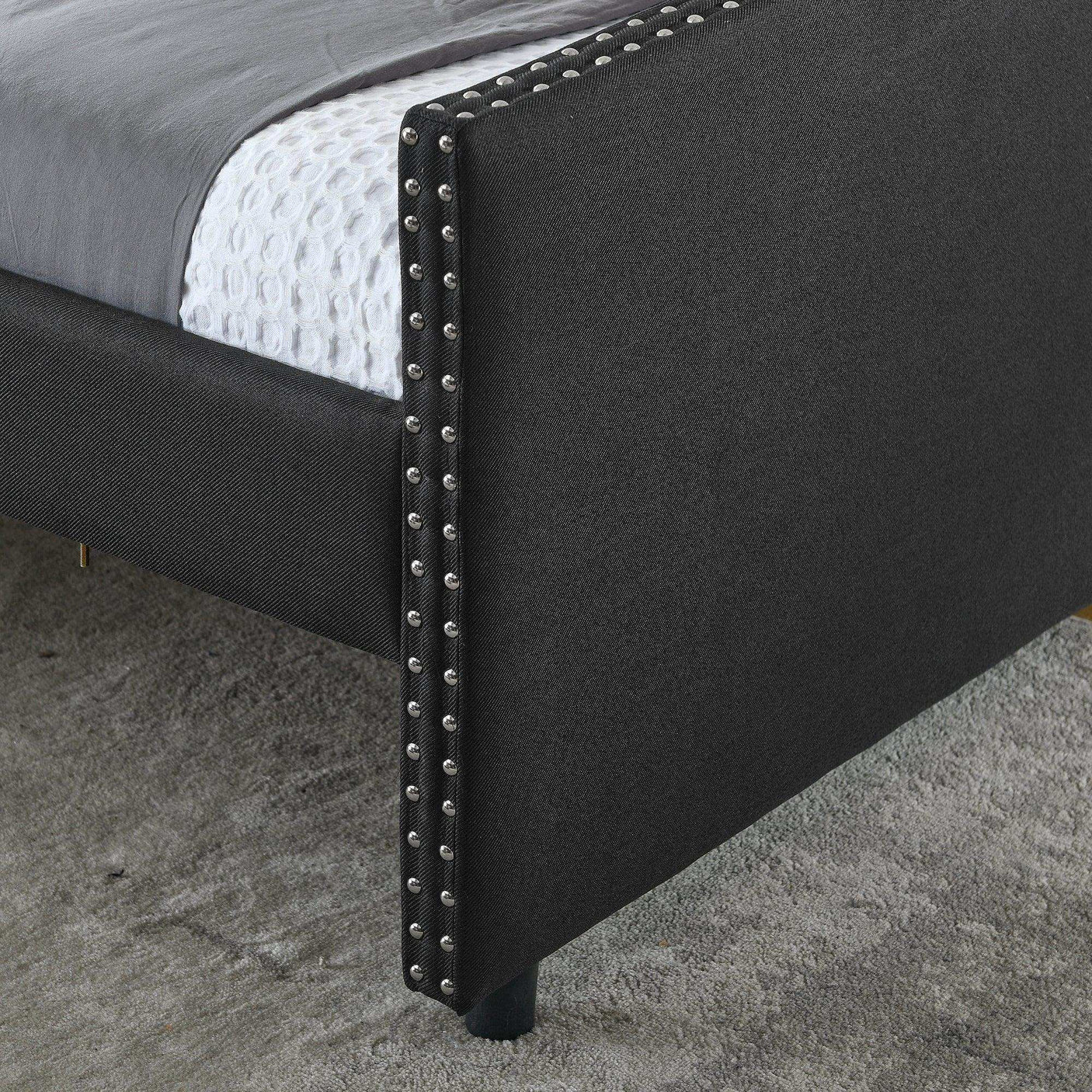 Queen Daybed | Tufted Copper Nailhead & Underbed Drawers | Black