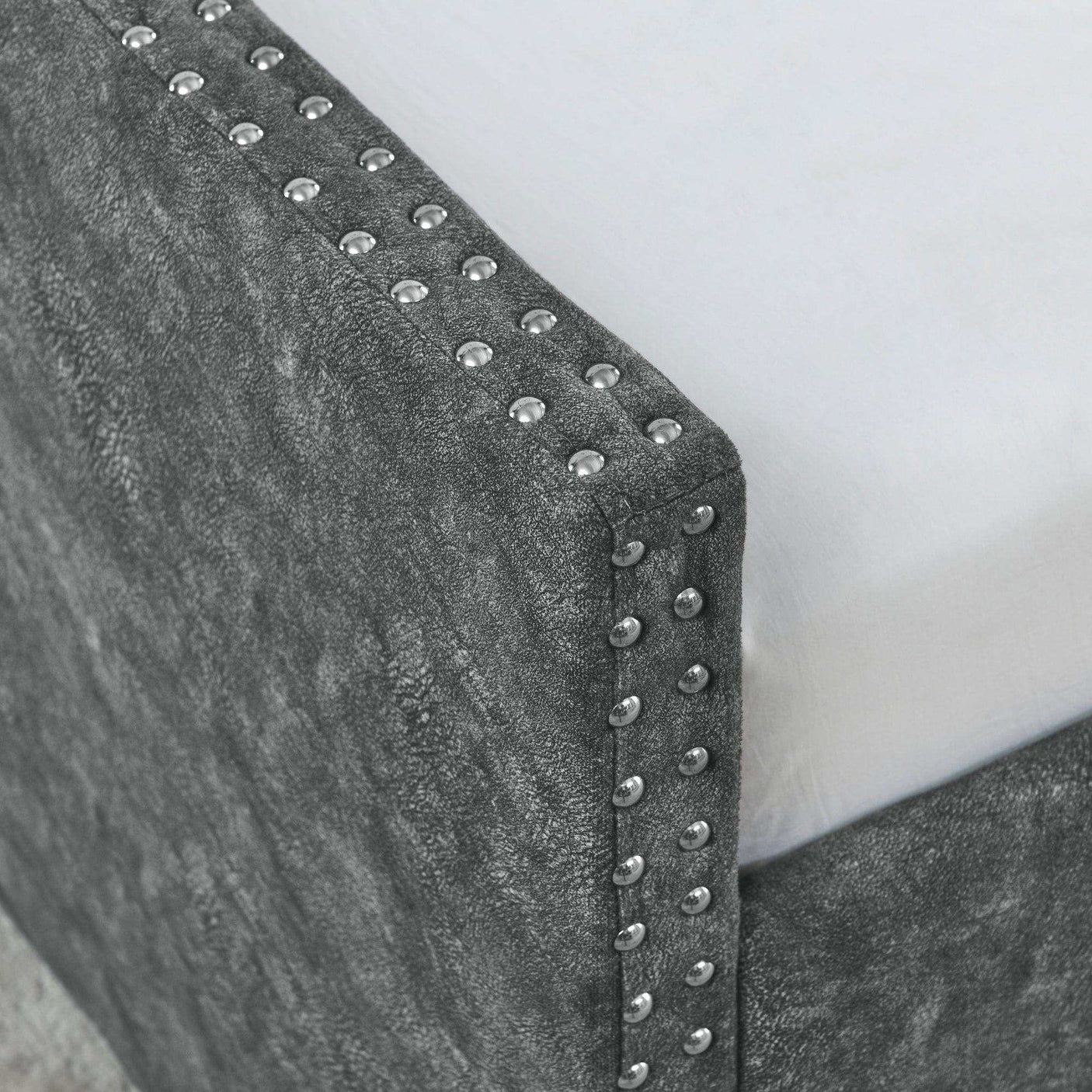 Queen Daybed, Tufted Copper Nailhead & Underbed Drawers, Grey