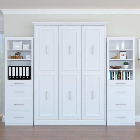 Leto Muro White, Queen Portrait Wall Bed with side towers ALEGQNP-ST2 - Bedroom Depot USA