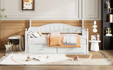 Twin Daybed, Extends to King Size, Trundle with Two Drawers, White