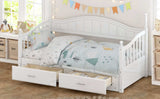 Twin Daybed, Extends to King Size, Trundle with Two Drawers, White
