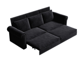 King Sleeper Sofa Bed 94", 3-in-1 Convertible in Velvet with Nailhead Trim