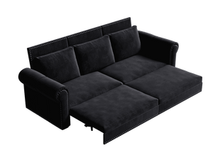 King Sleeper Sofa Bed 94", 3-in-1 Convertible in Velvet with Nailhead Trim
