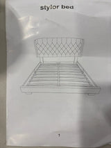 Takywep Velvet Upholstered Platform Bed Frame with Diamond Tufting