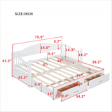 Twin Daybed, Extends to King Size, Trundle with Two Drawers, White