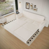 King Sleeper Sofa Bed 94", 3-in-1 Convertible in Velvet with Nailhead Trim