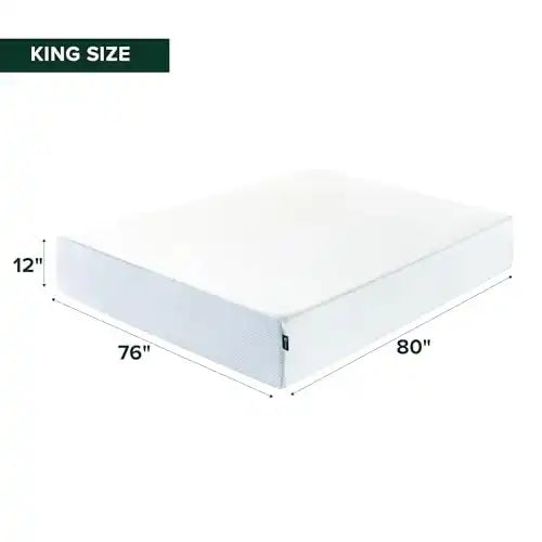Zinus 12 Inch Green Tea Cooling Memory Foam Mattress [New Version], King