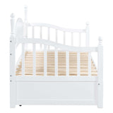 Twin Daybed, Extends to King Size, Trundle with Two Drawers, White