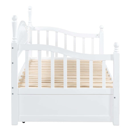 Daybed, Extends to King Size, Trundle with Two Drawers, White