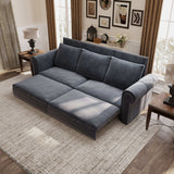 King Sleeper Sofa Bed 94", 3-in-1 Convertible in Velvet with Nailhead Trim