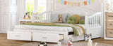 Twin Daybed, Extends to King Size, Trundle with Two Drawers, White