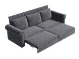 King Sleeper Sofa Bed 94", 3-in-1 Convertible in Velvet with Nailhead Trim