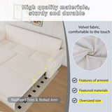 King Sleeper Sofa Bed 94", 3-in-1 Convertible in Velvet with Nailhead Trim