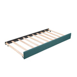 Double Twin Daybed with Trundle & Drawer, Upholstered Green