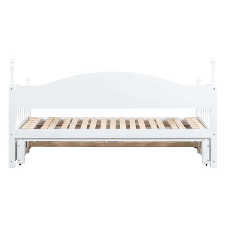 Daybed, Extends to King Size, Trundle with Two Drawers, White