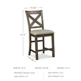 Signature Design by Ashley Moriville Rustic Farmhouse 24.5" Upholstered Barstool, 2 Count, Beige & Brown