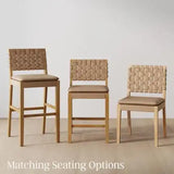 Nathan James Cohen Mid-Century Modern Leather Bar Stool, Counter Height Chair in Solid Wood Frame with
