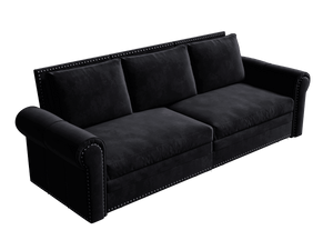 King Sleeper Sofa Bed 94", 3-in-1 Convertible in Velvet with Nailhead Trim